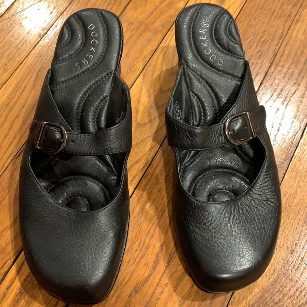 Dockers Black Leather Cushioned Slip-Ons, 8-1/2 M